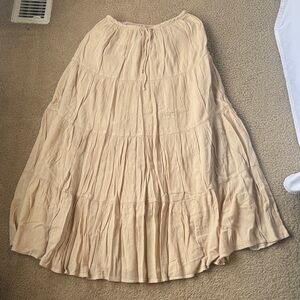 aerie Lightweight Crinkled Drawstring Skirt — Beige